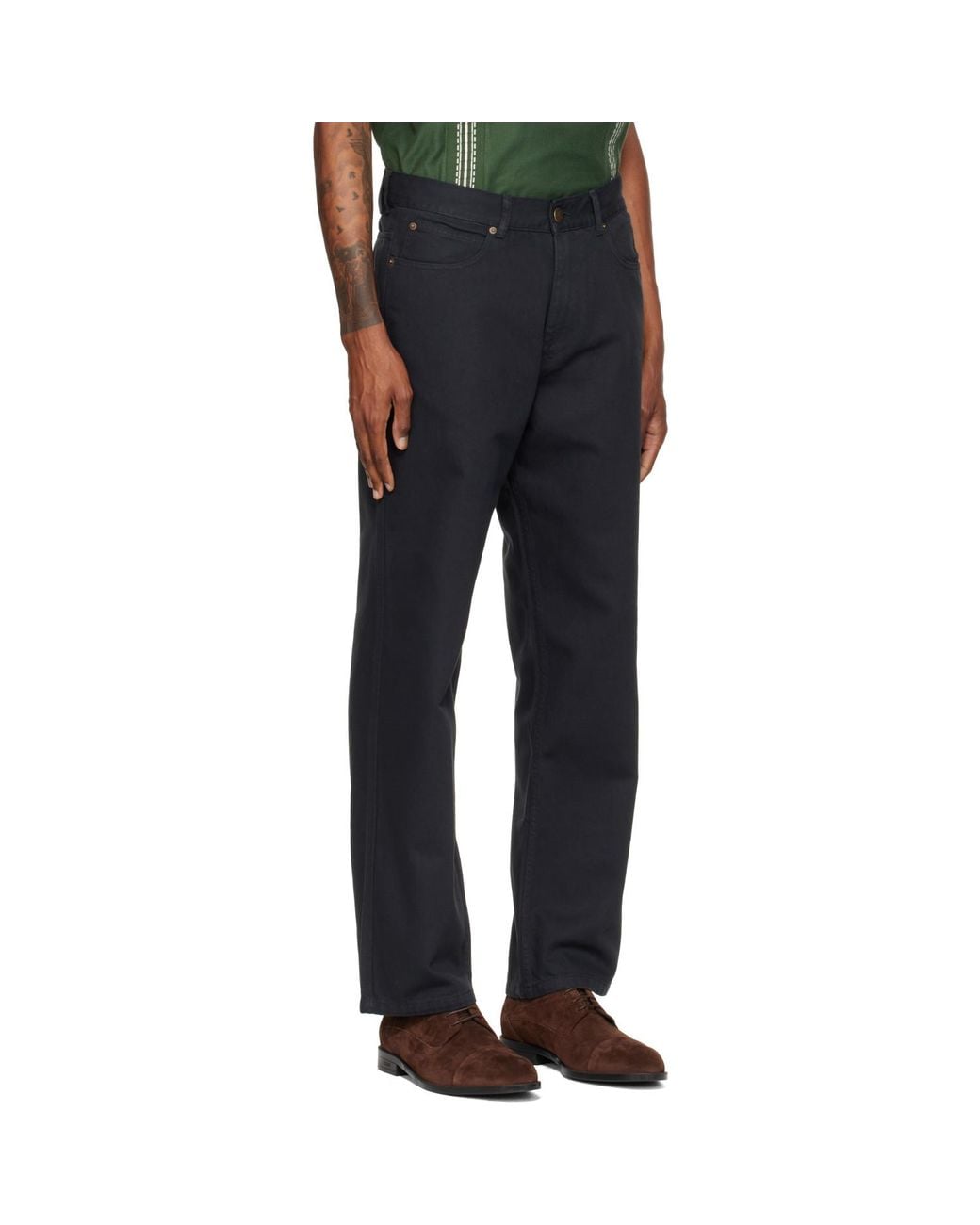 Palmes Blue Coarse Trousers for men