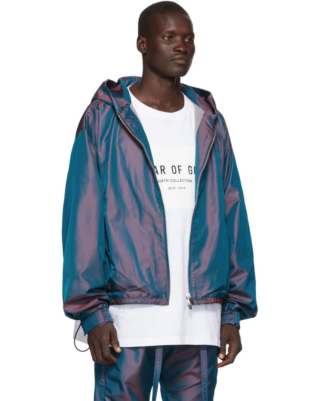 Fear Of God Blue Nylon Iridescent Full-zip Jacket for Men Fear Of God Blue Nylon Iridescent Full-zip Jacket for Men