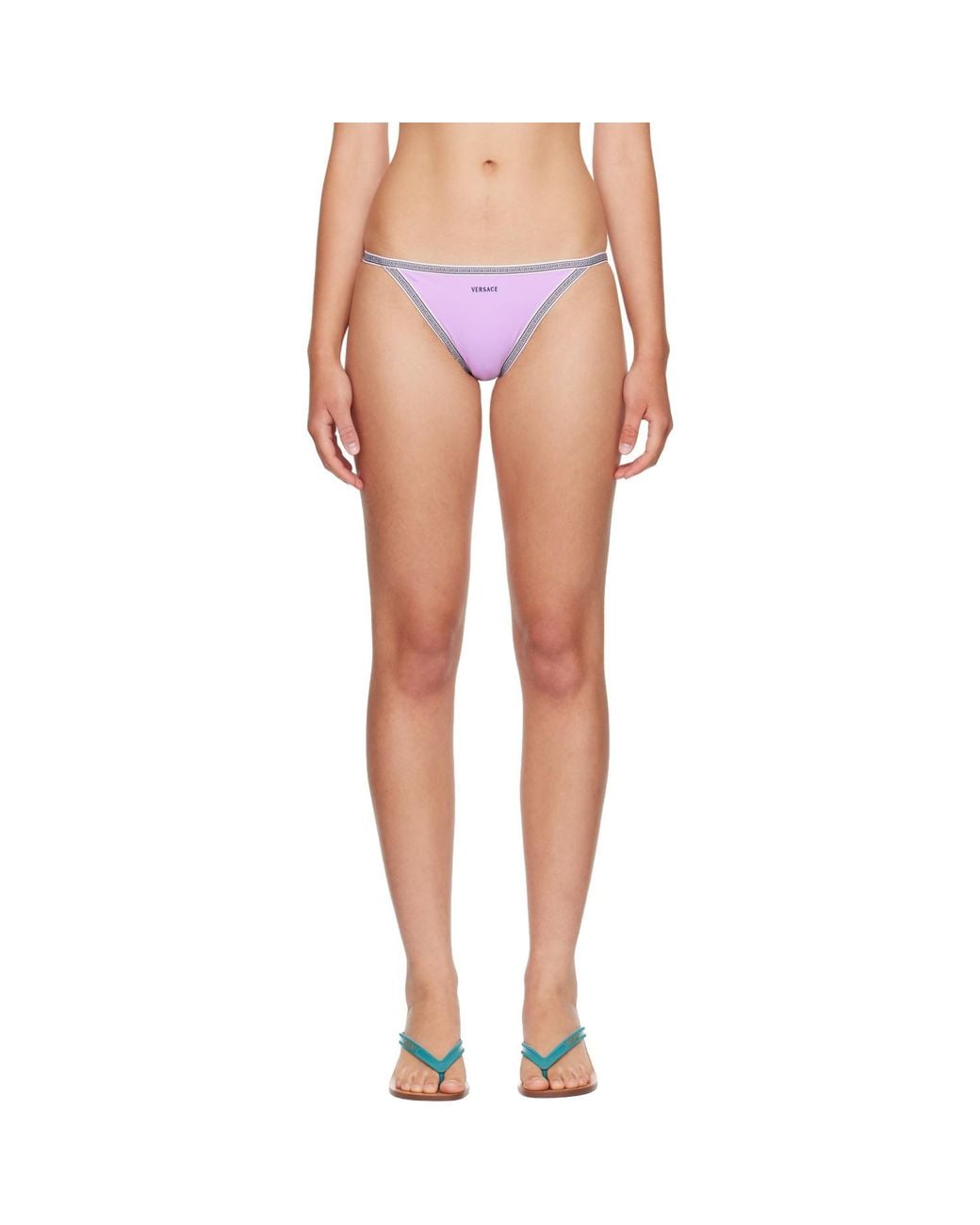 Versace Pink Embroidered-Logo Bikini Bottom