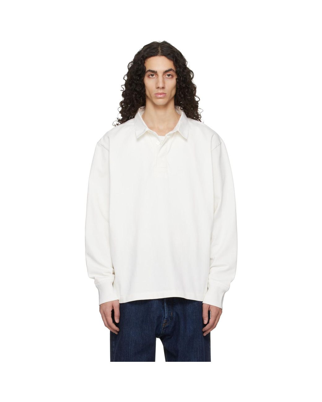 Studio Nicholson White Off- Alyk Jersey Polo for men
