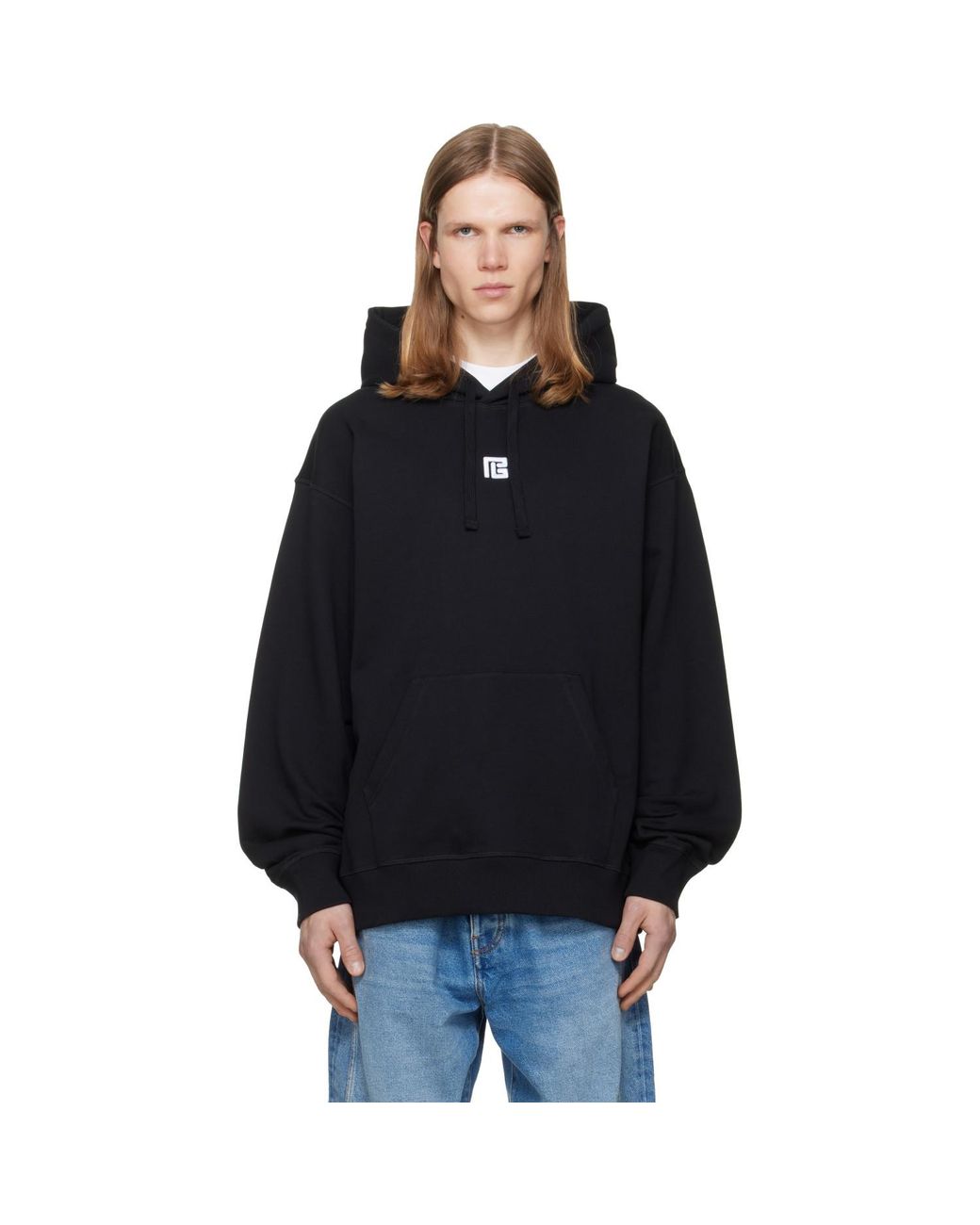 Balmain Black Embroidered Hoodie for men