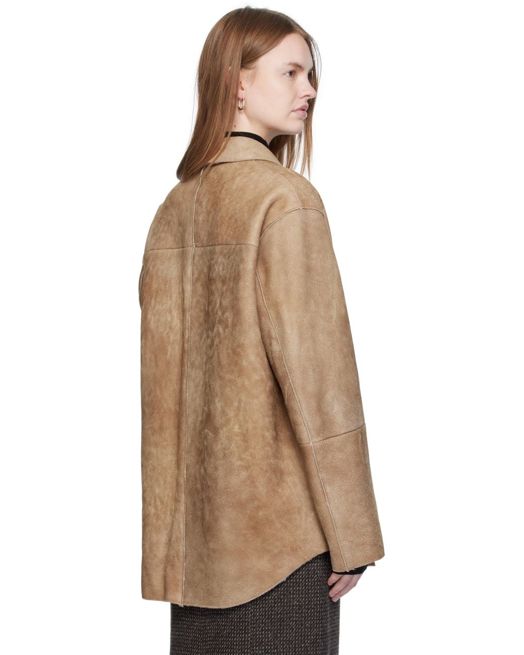AURALEE Merino Mouton Shearling Shirt Jacket in Natural | Lyst