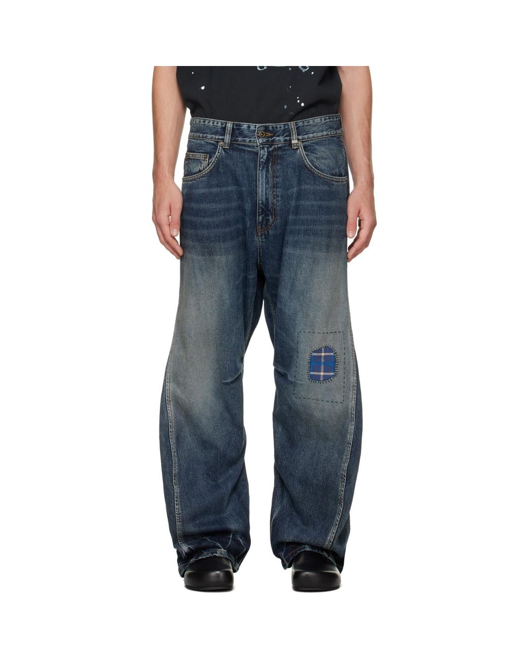 we11done Blue Repair Curve Denim Jeans for men