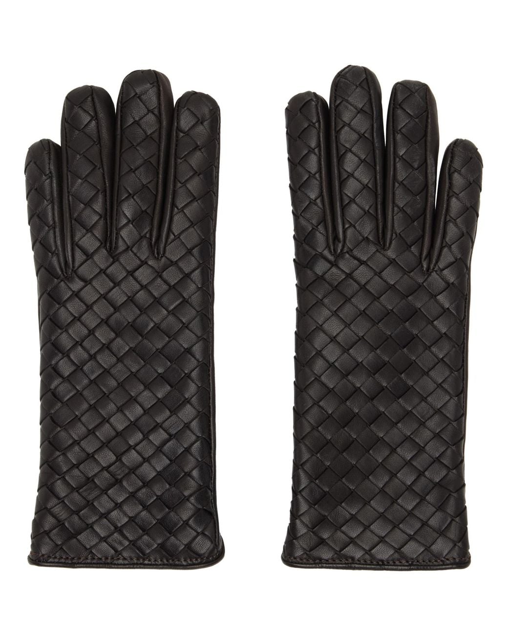 Bottega Veneta Black Intrecciato Leather Gloves
