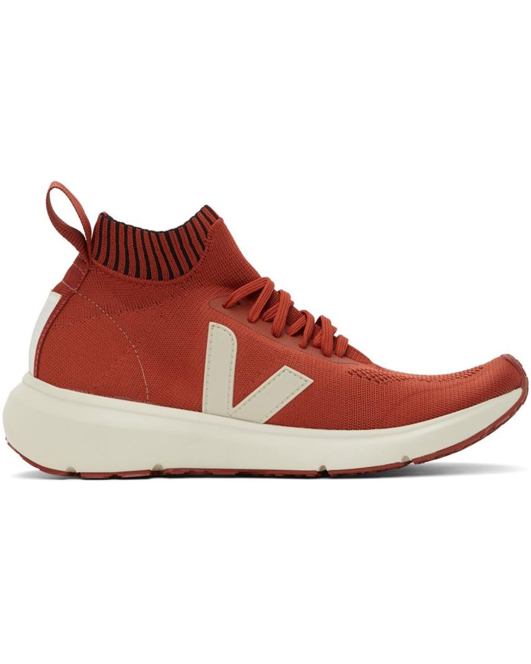 Rick Owens Orange & Offwhite Veja Edition Sock Runner Sneakers for Men