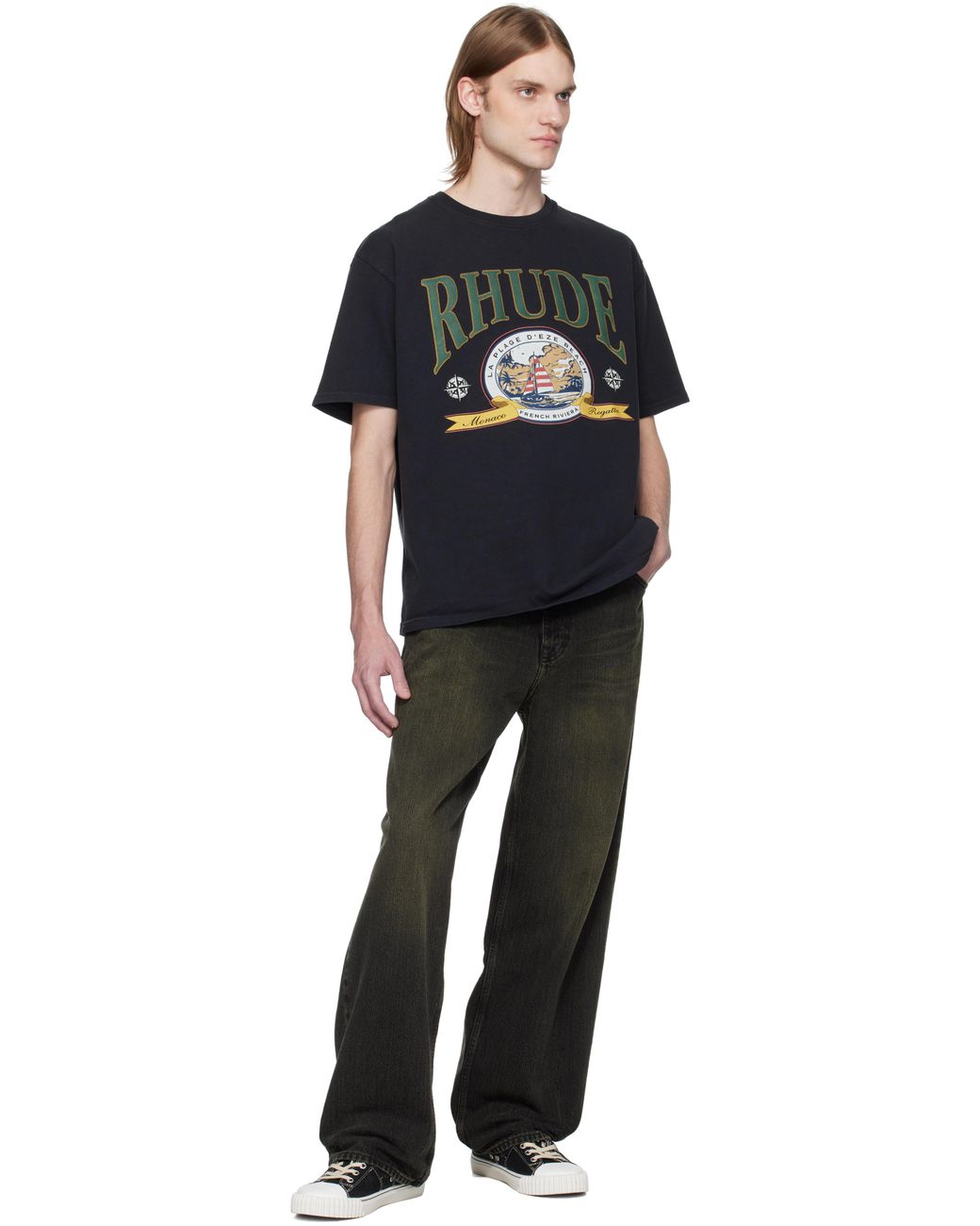 【関税込み】Rhude ブラック 'Monaco Regatta' Tシャツ Black 'Monaco Regatta' T-shirt by Rhude on Sale