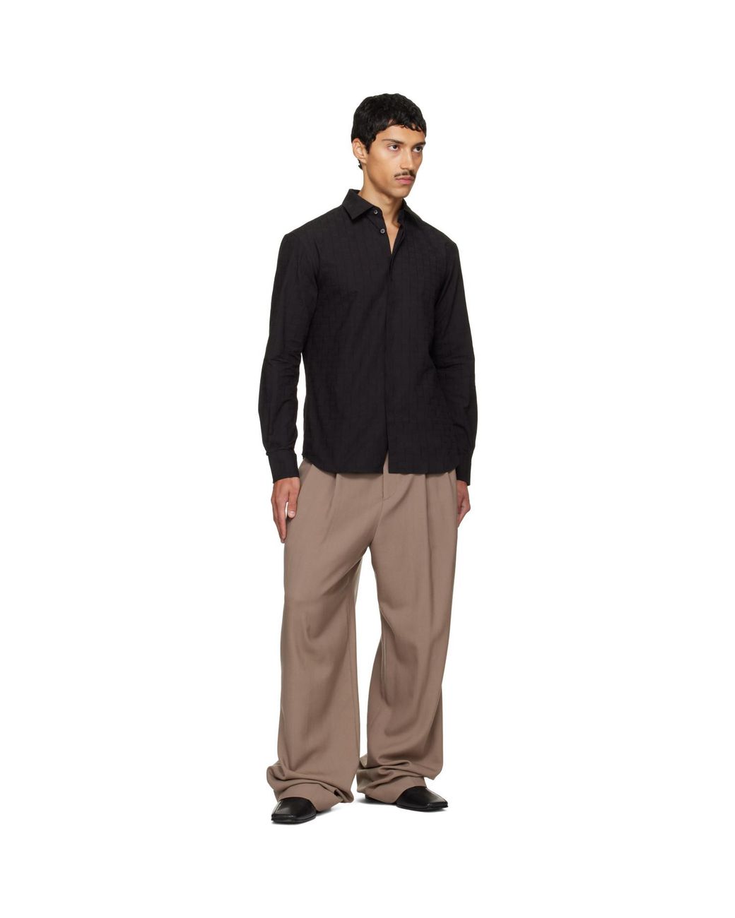 Ferragamo Black Monogram Sport Shirt for men