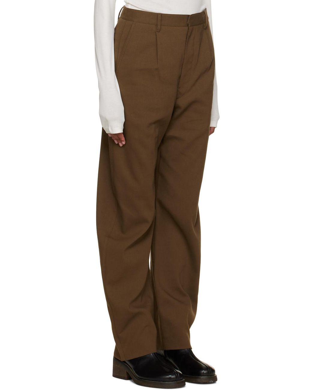 Lemaire Black Brown Pleated Trousers