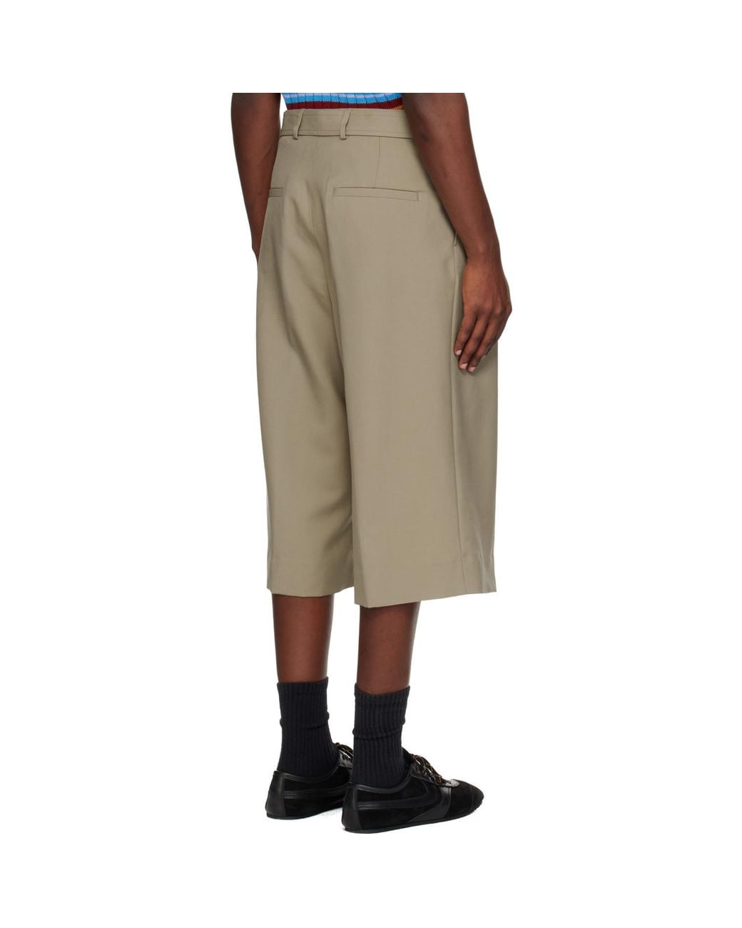 Dries Van Noten Natural Belted Wool Mohair Shorts for men