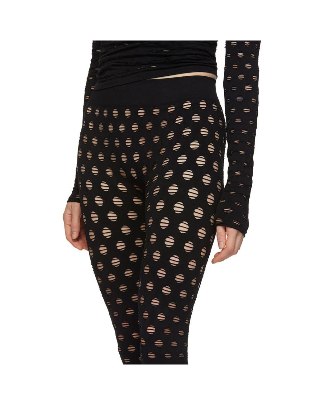 Maisie Wilen Black Perforated Leggings 