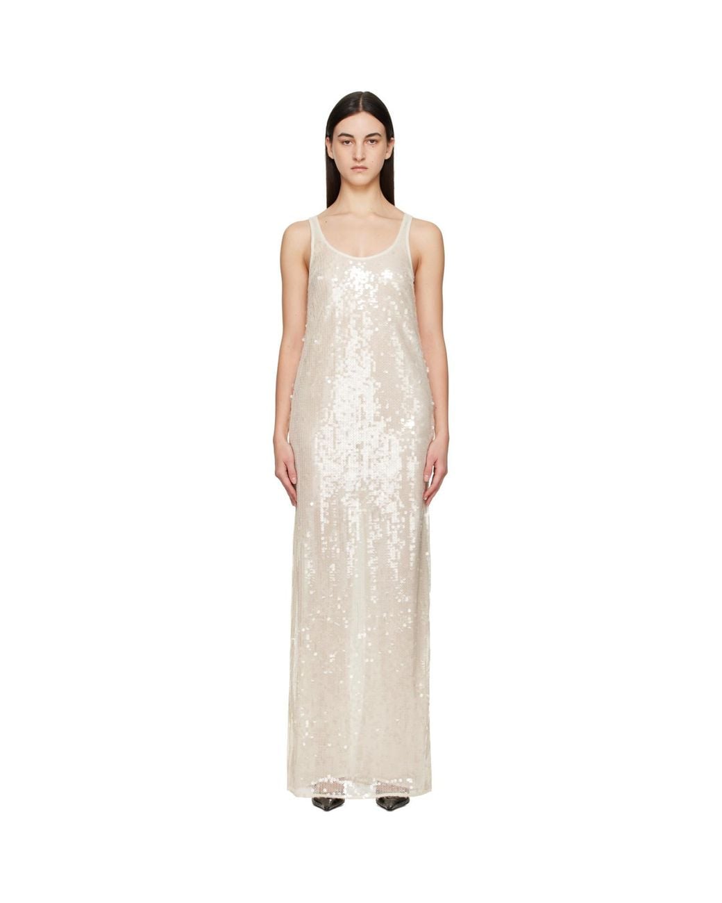 Stella McCartney Black Off- Sequins Tank Maxi Dress