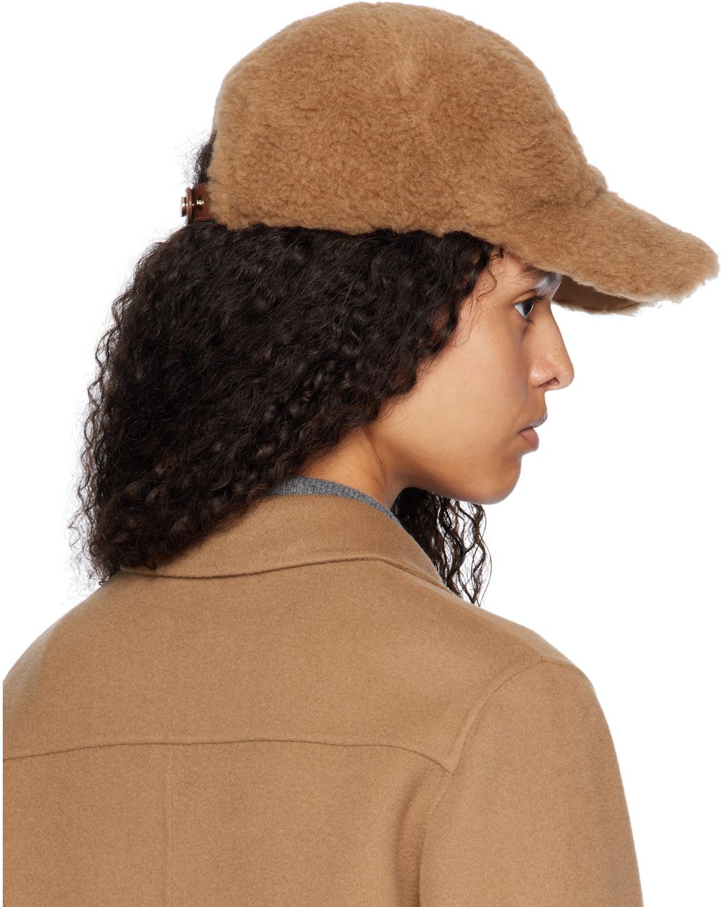 Max Mara Teddy Fabric Cap in Brown | Lyst UK
