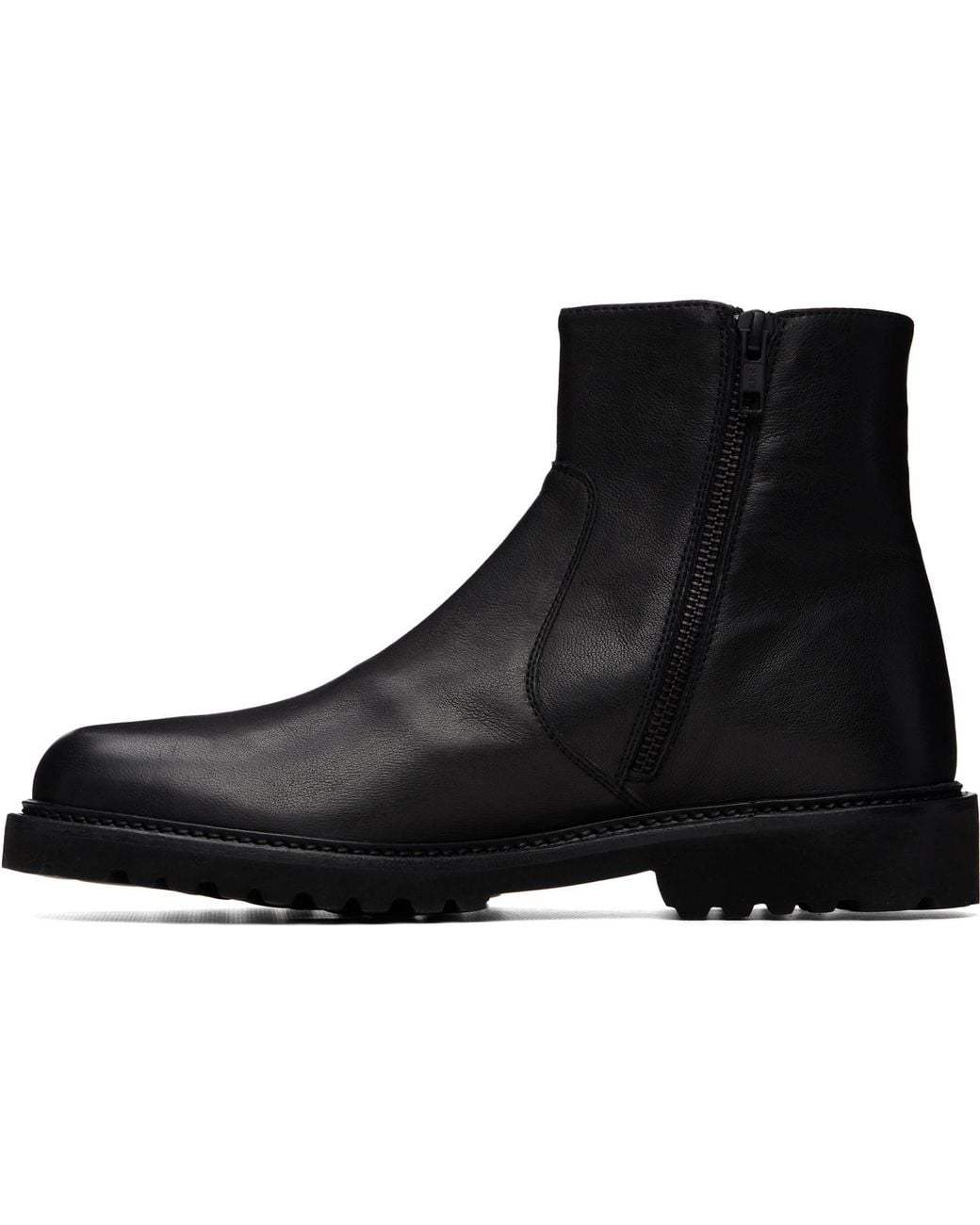 Common Projects Black Leather Piuma Zipper Boots for men
