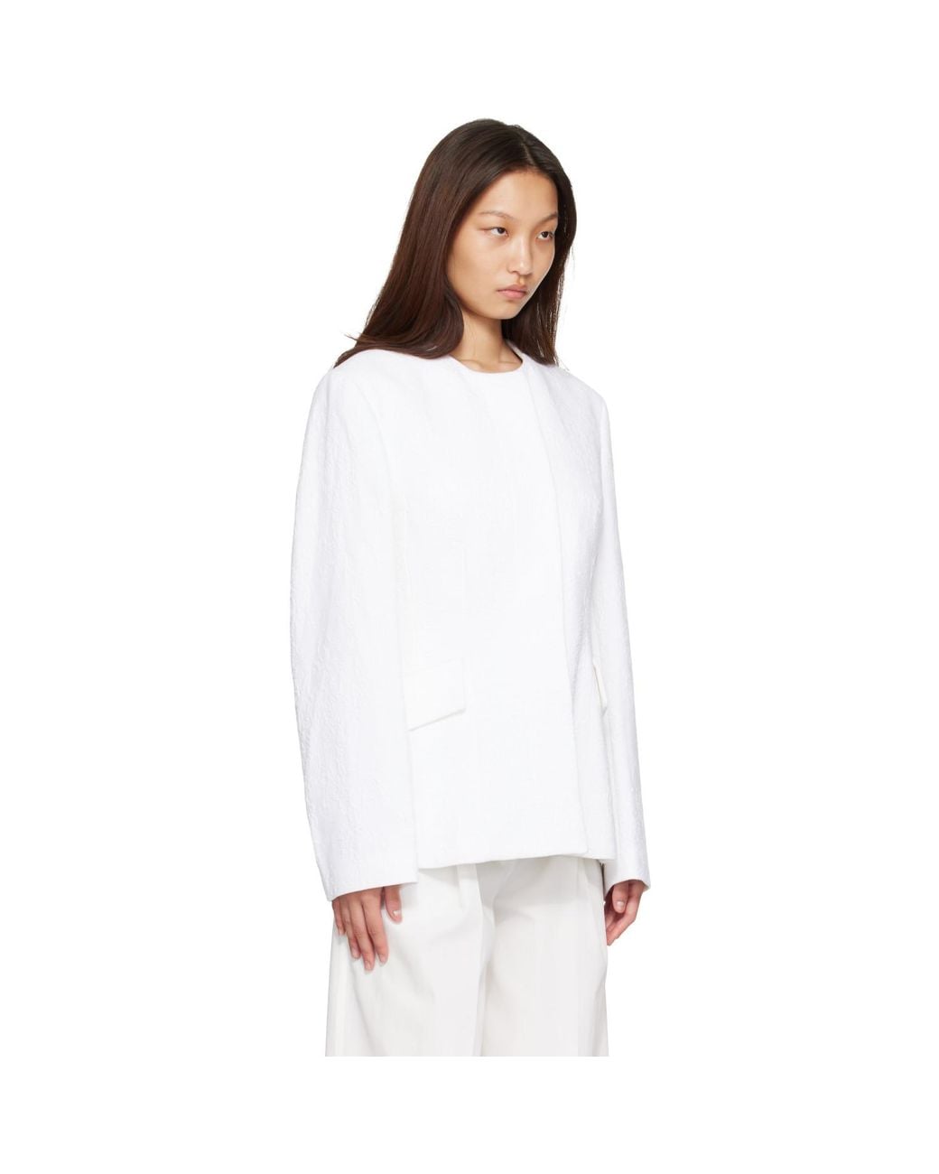 Totême White Jacquard Cotton Blazer