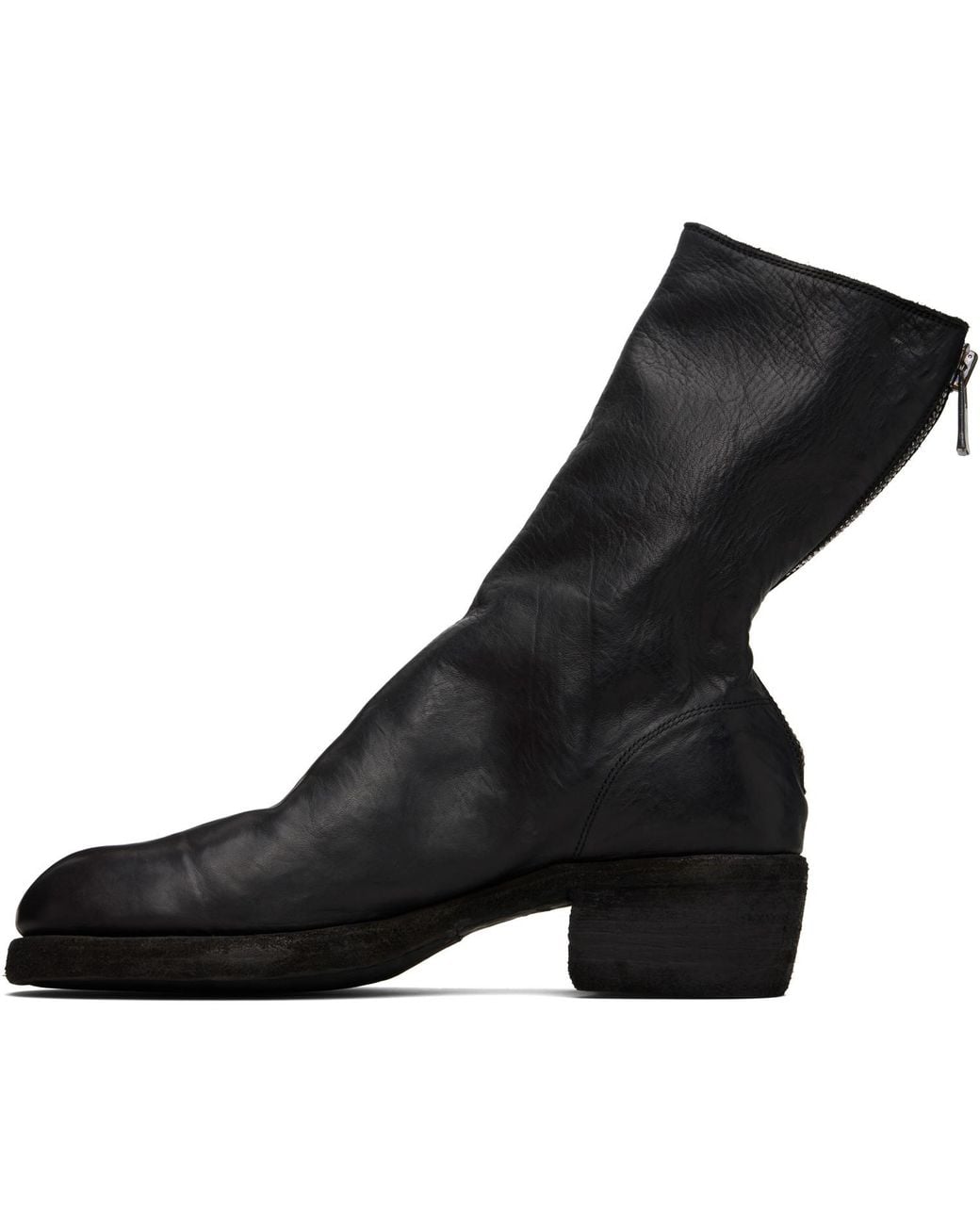 Guidi Black Back Zip Boots for men