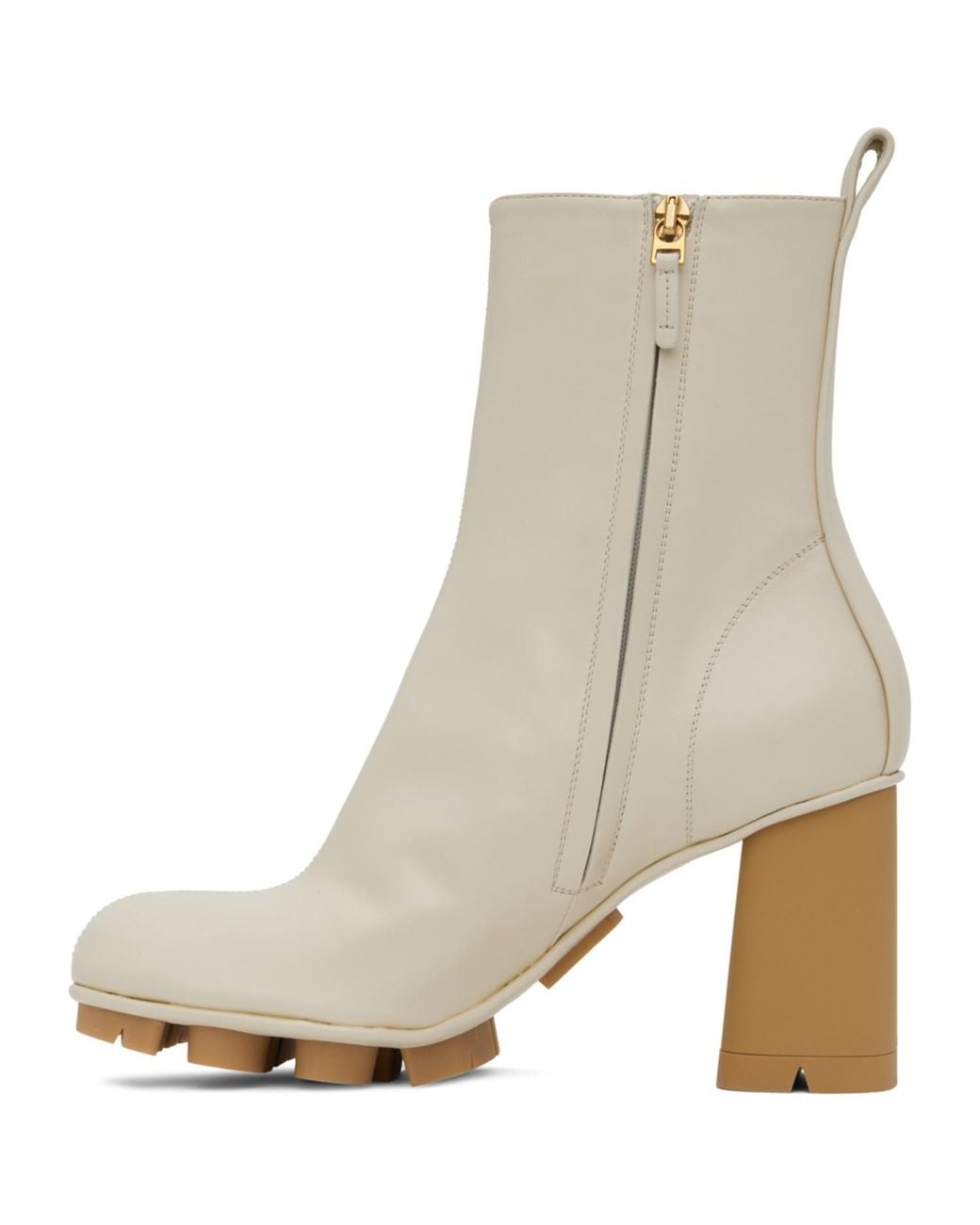 Bottega Veneta White Off- Shore Ankle Boots