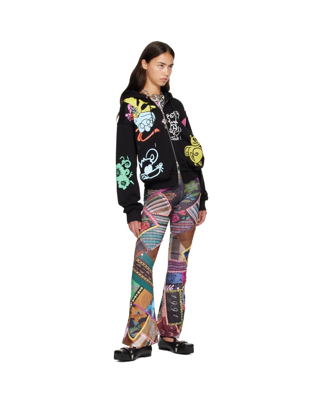 Chopova Lowena Black 'Friends Of Cl' Zip Hoodie
