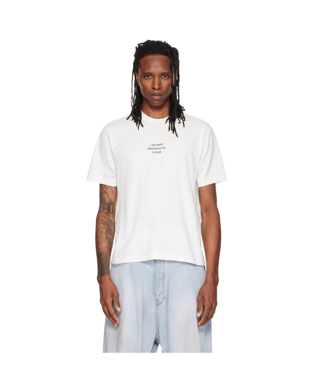 Vetements White Off- 'I Am Naked Under My Clothes' T-Shirt for men