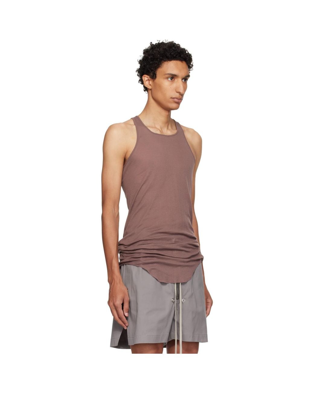 Rick Owens Brown Tower Basic Rib Tank Top for men