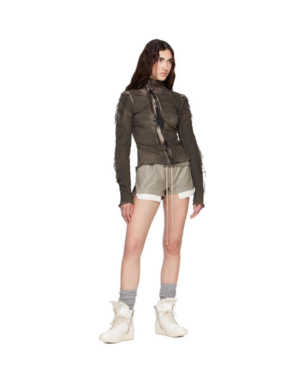 Rick Owens White Off- Tower Geobasket Sneakers