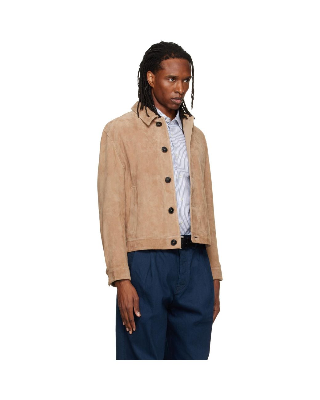 HUGO Blue Suede Stitched Pocket Detail Jacket for men