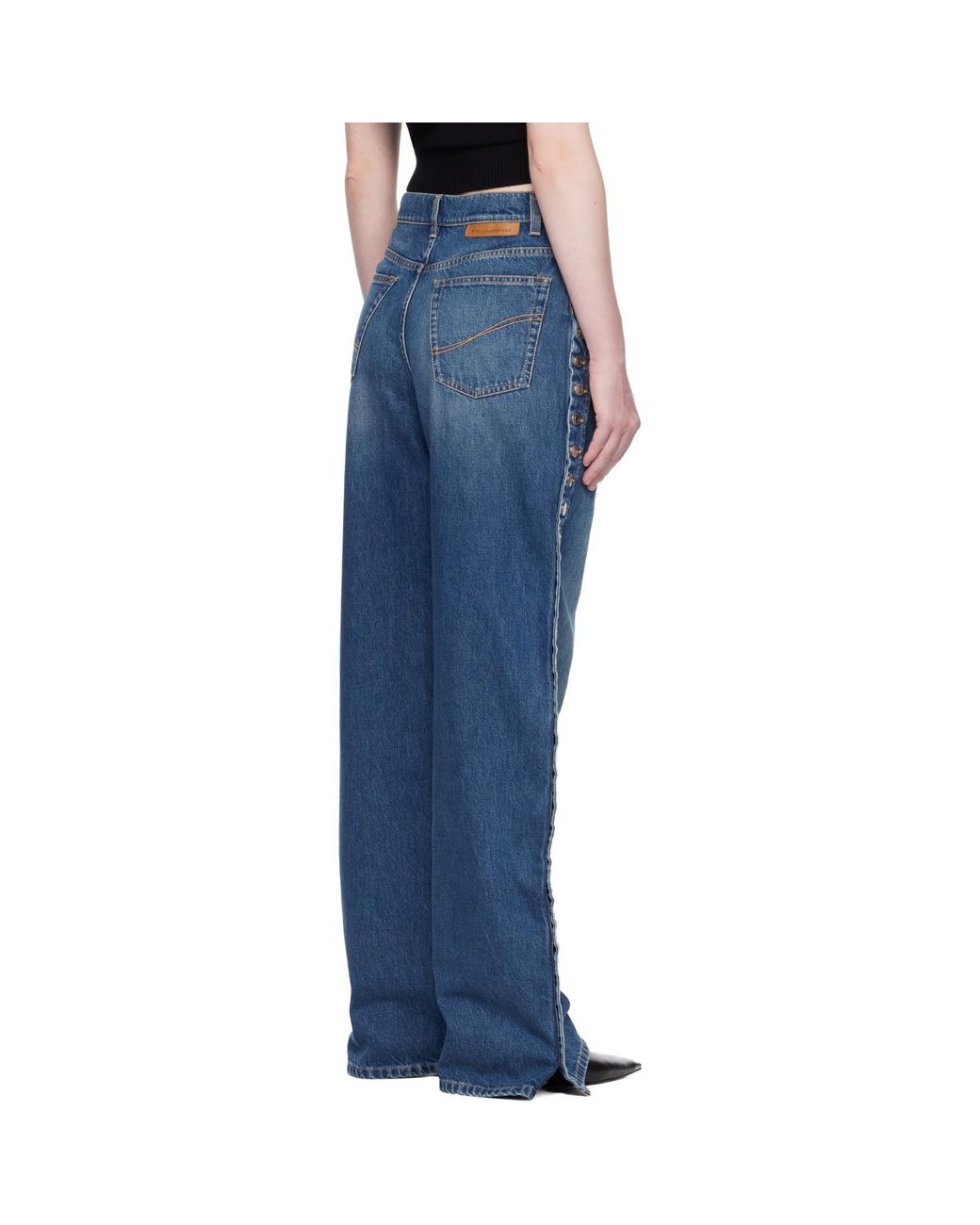 Stella McCartney Blue Popper-Studded Straight-Leg Jeans