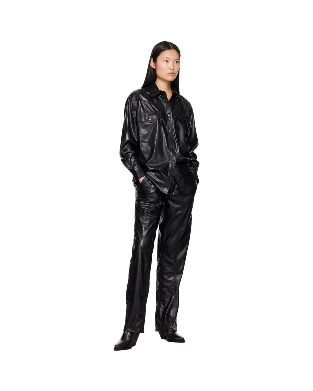 Isabel Marant Black Berny Faux-leather Shirt