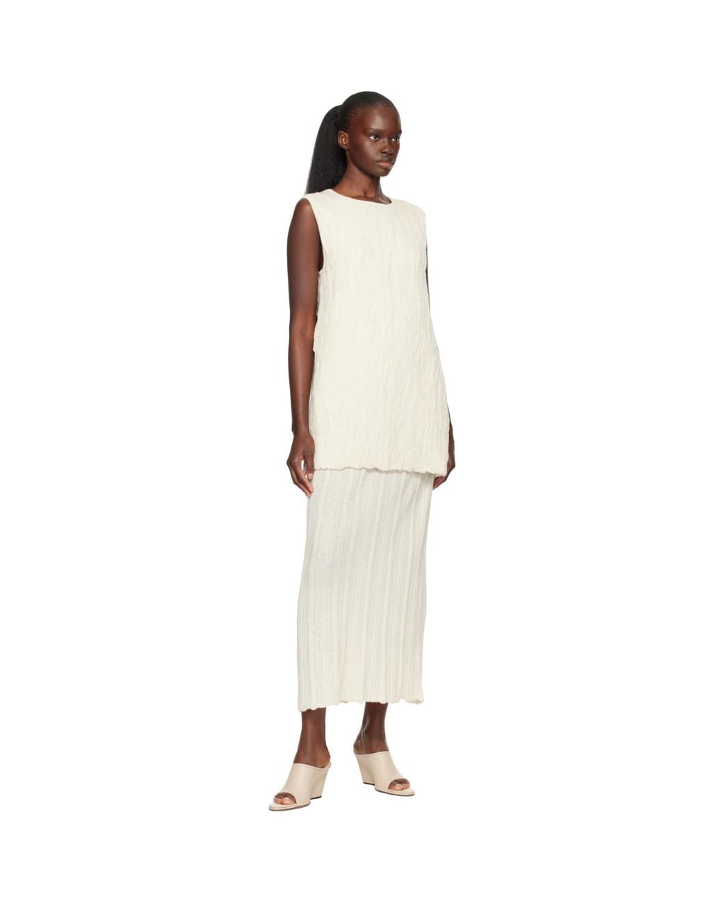 Lauren Manoogian Black Off- Gauze Apron Shell Tank Top