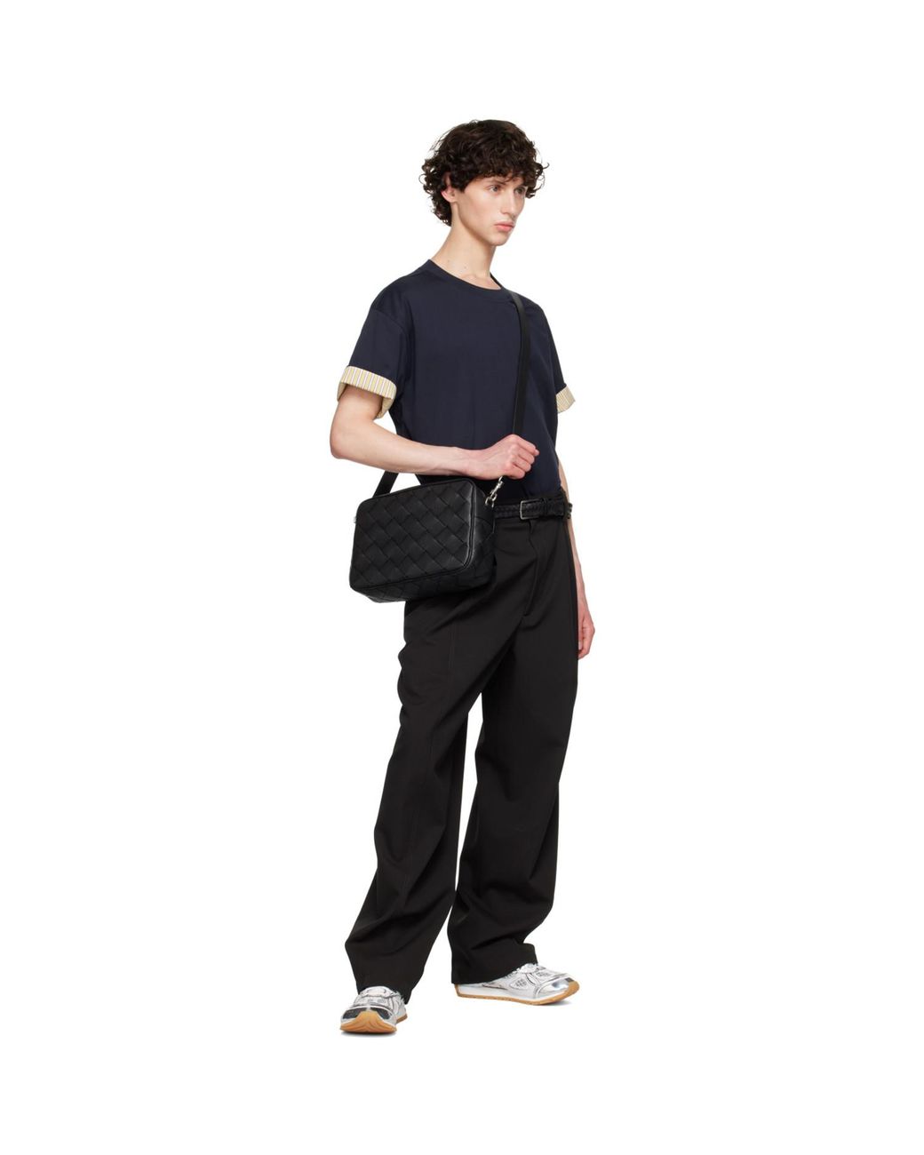 Bottega Veneta Black Medium Intrecciato Camera Bag for men