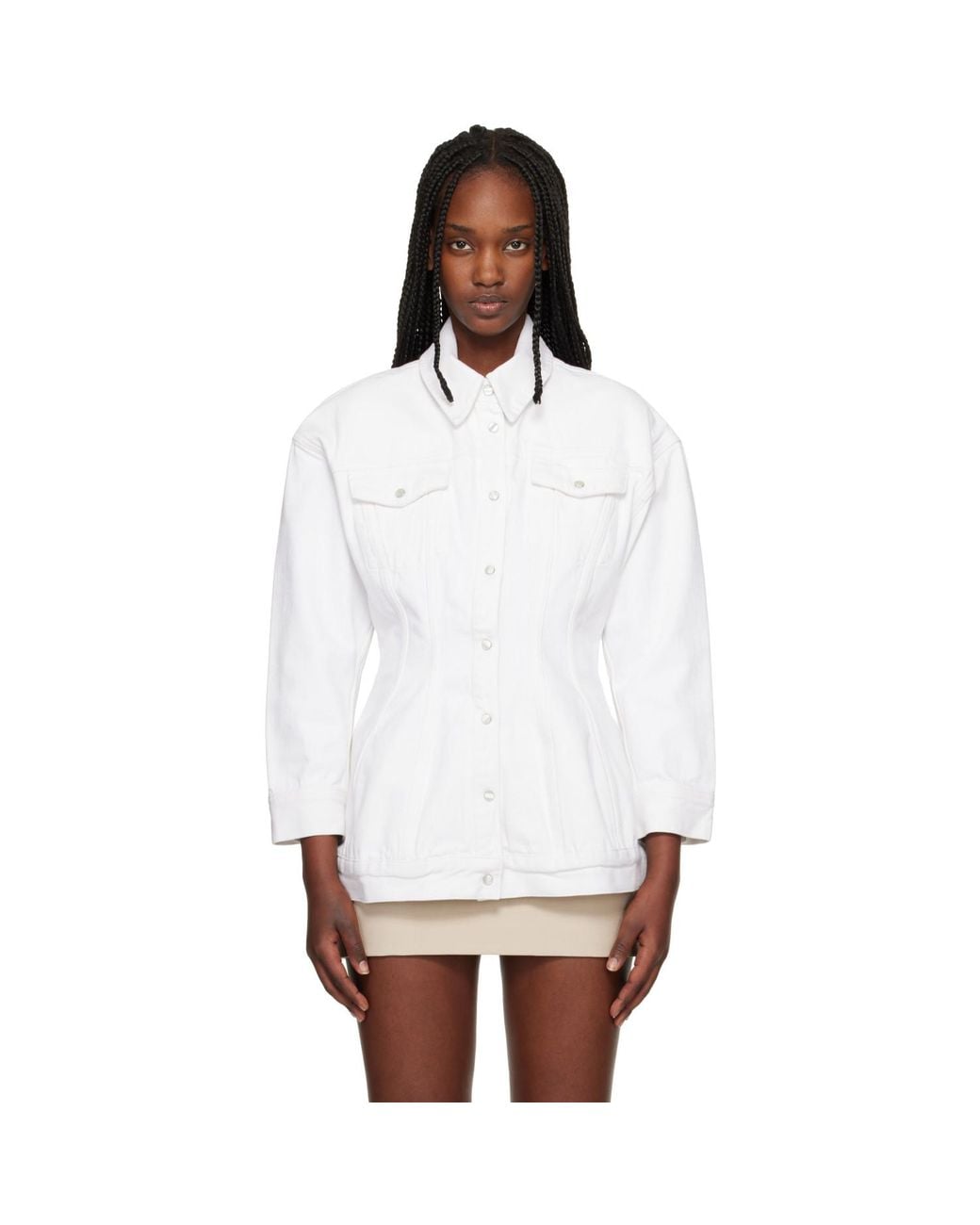 Wardrobe NYC White Denim Contour Jacket