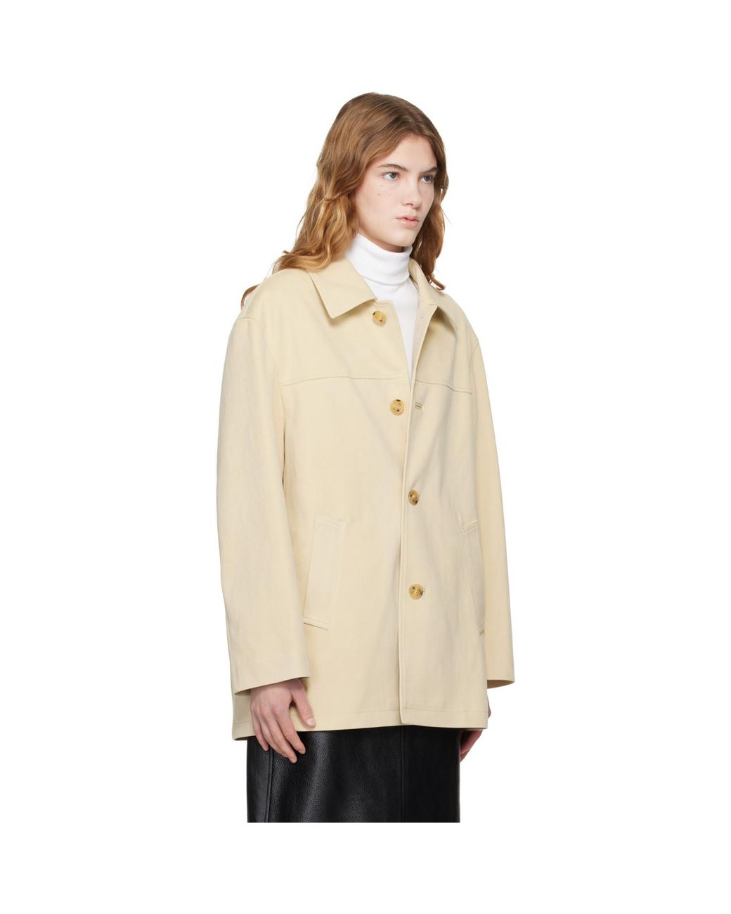 DUNST Natural Half Faux-Suede Coat