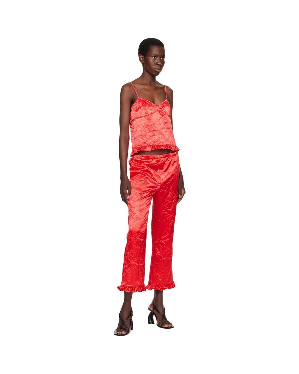 MERYLL ROGGE Red Creased Satin Trousers