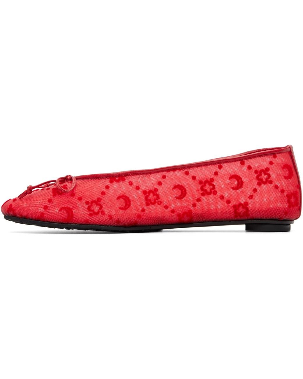 MARINE SERRE Red Moonogram Mesh Flock Ballerina Flats