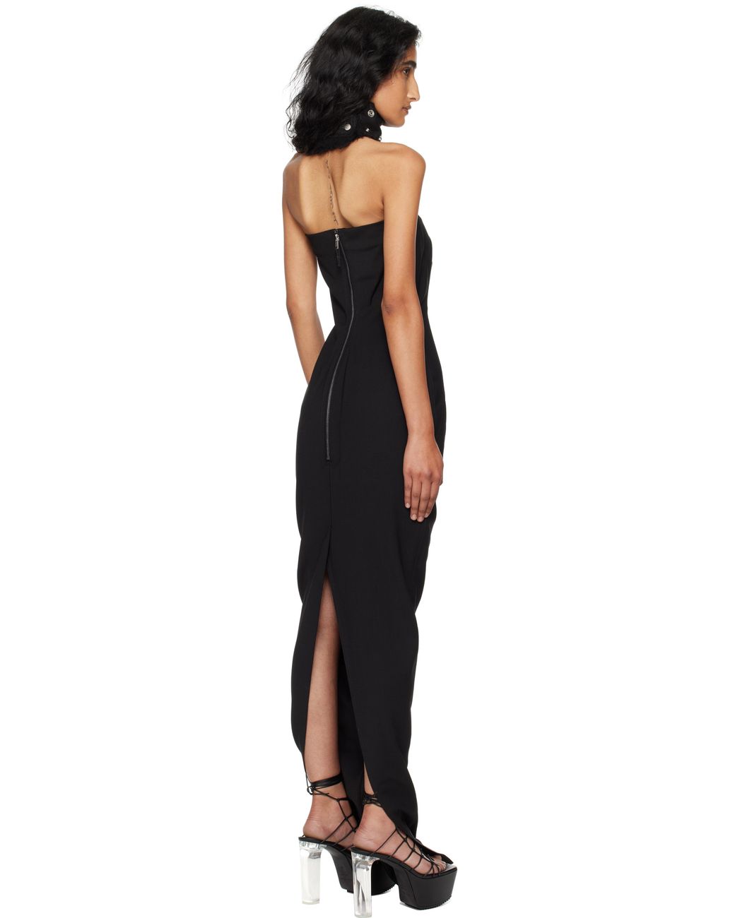 knee length dresses for ladies Benson Bustier Leather Maxi Dress (Black)