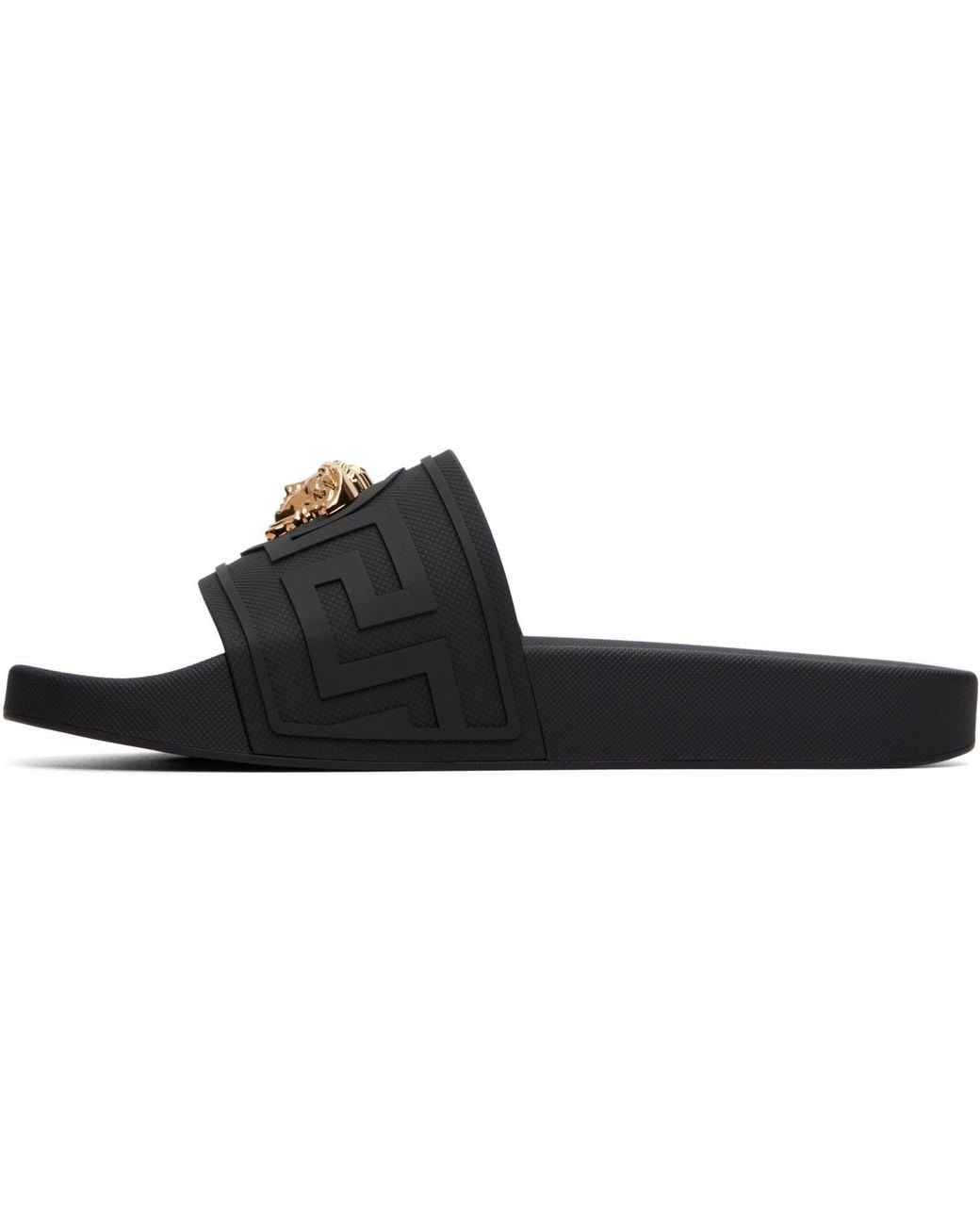Versace Black 'La Medusa' Rubber Slides for men