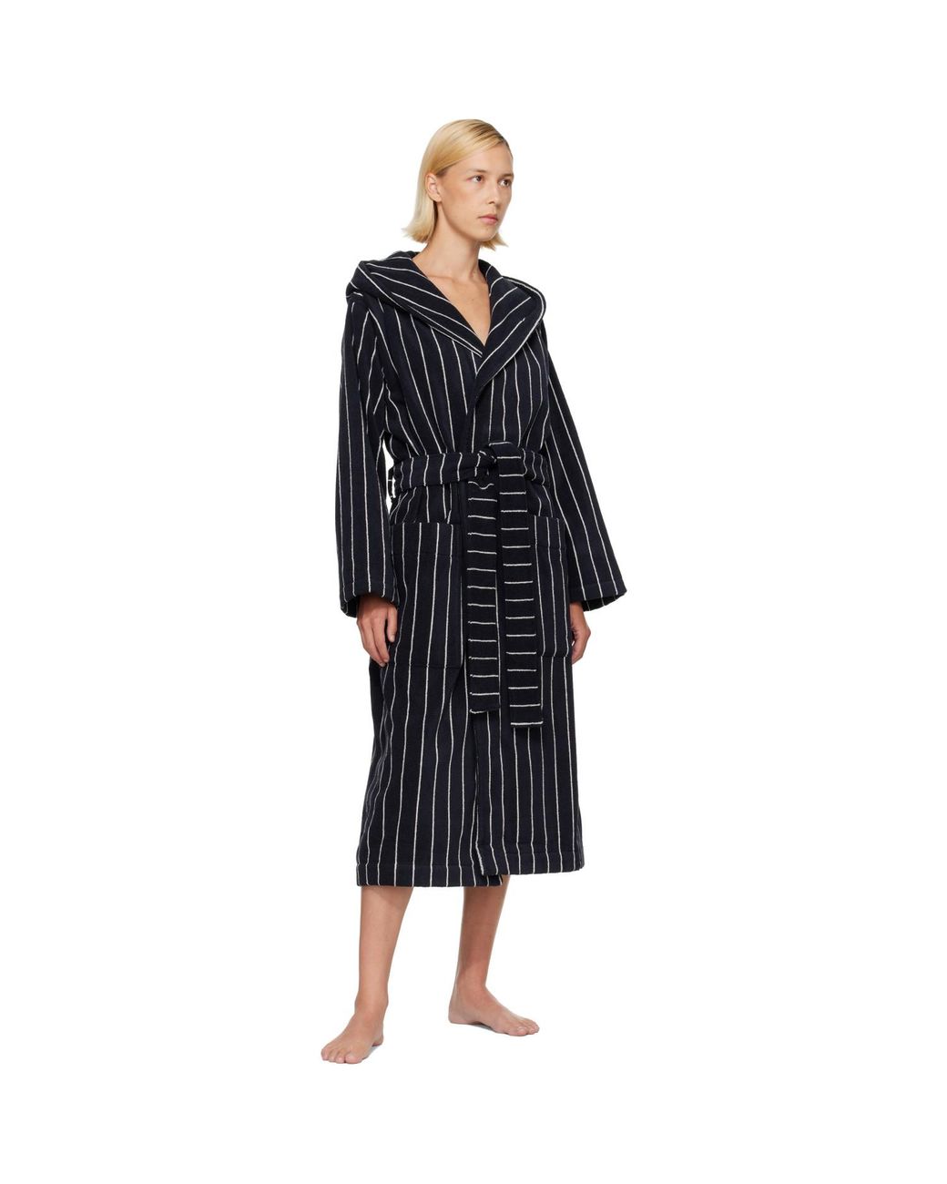Tekla Black Terry Hooded Bathrobe