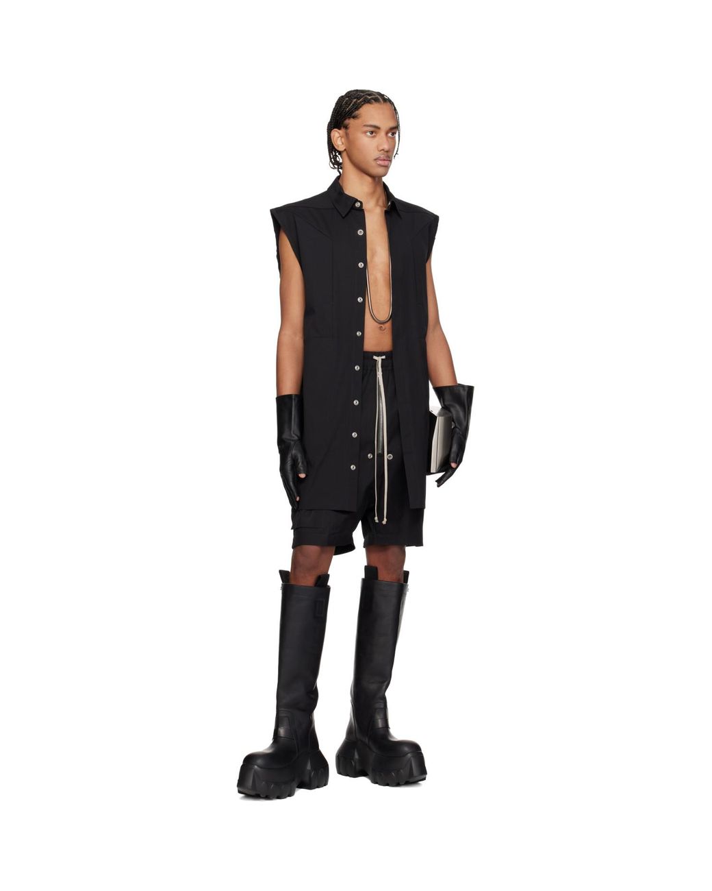 Rick Owens Black Temple Jumbo Sl Overshirt for men