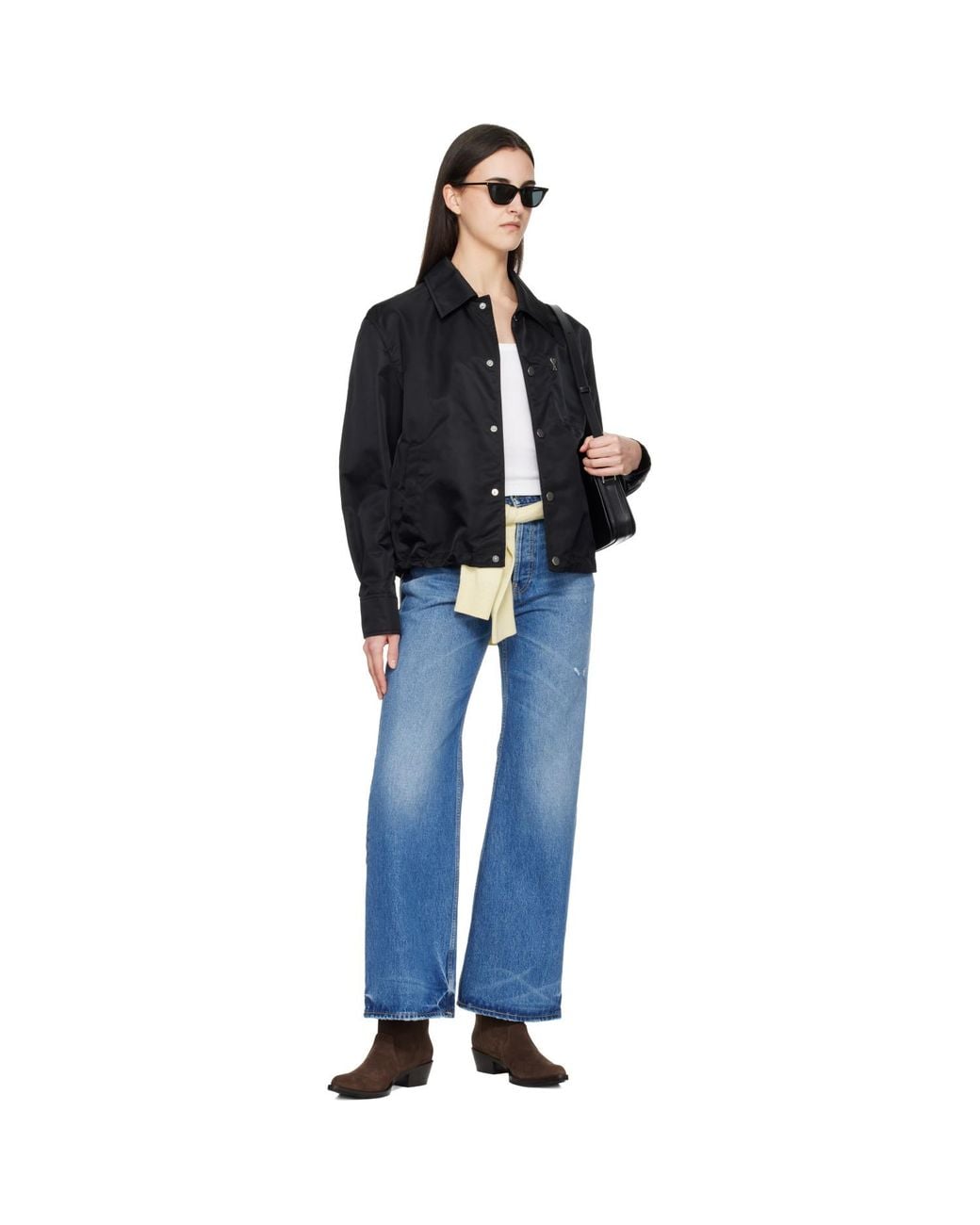 AMI Black Nylon 'Ami De Coeur' Stud Buttoned Jacket