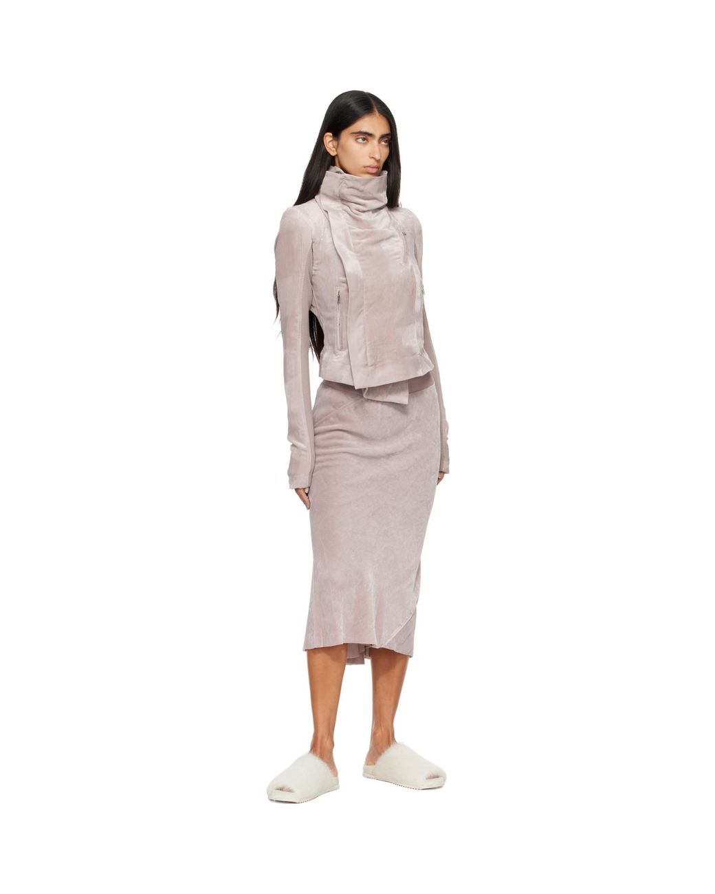 Rick Owens Pink Tower Knee Bias Midi Skirt