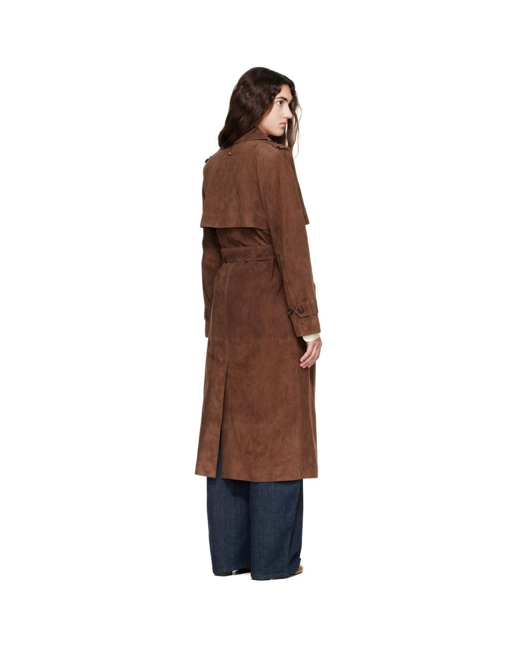 Mackage Brown Gael-Su Maxi Suede Trench Coat
