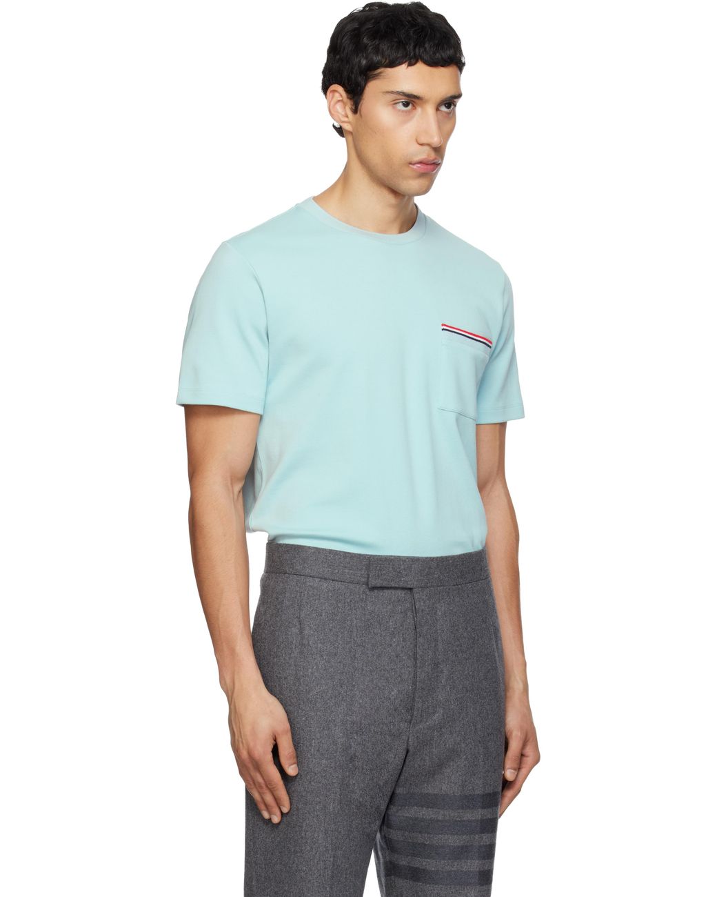 Thom Browne Blue Milano Cotton Oversized Pocket T-Shirt for men