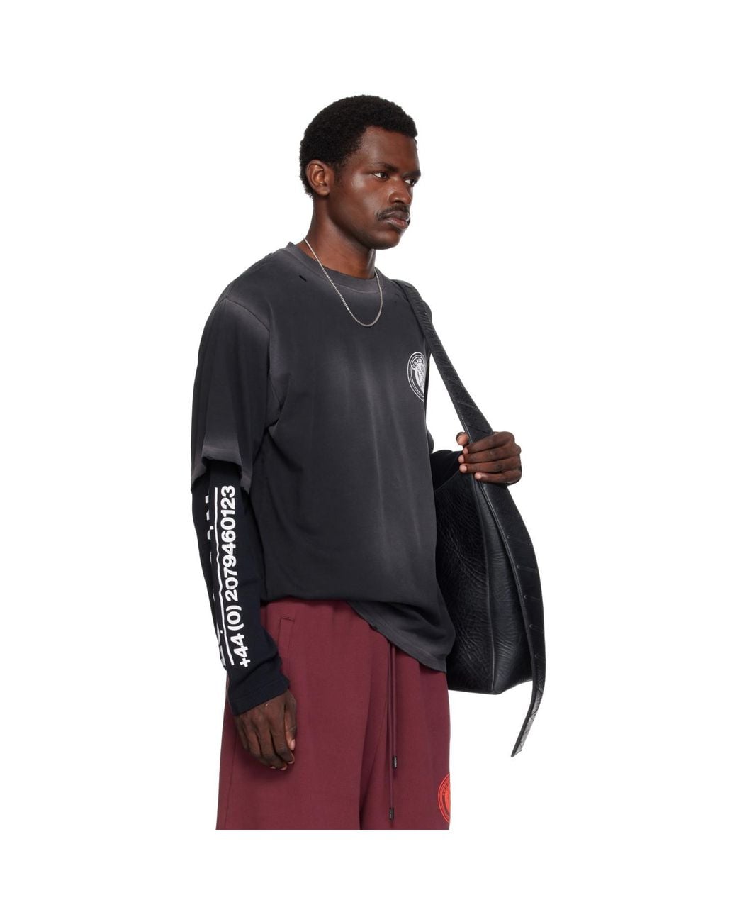 Lu'u Dan Black Corroded Double Deck T-Shirt for men