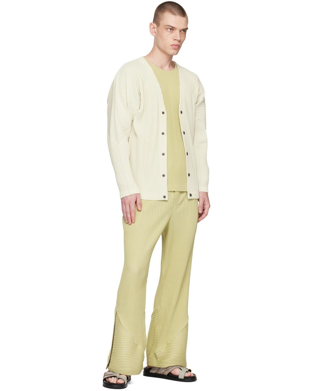Homme Plissé Issey Miyake Stem Trousers in Yellow for Men | Lyst