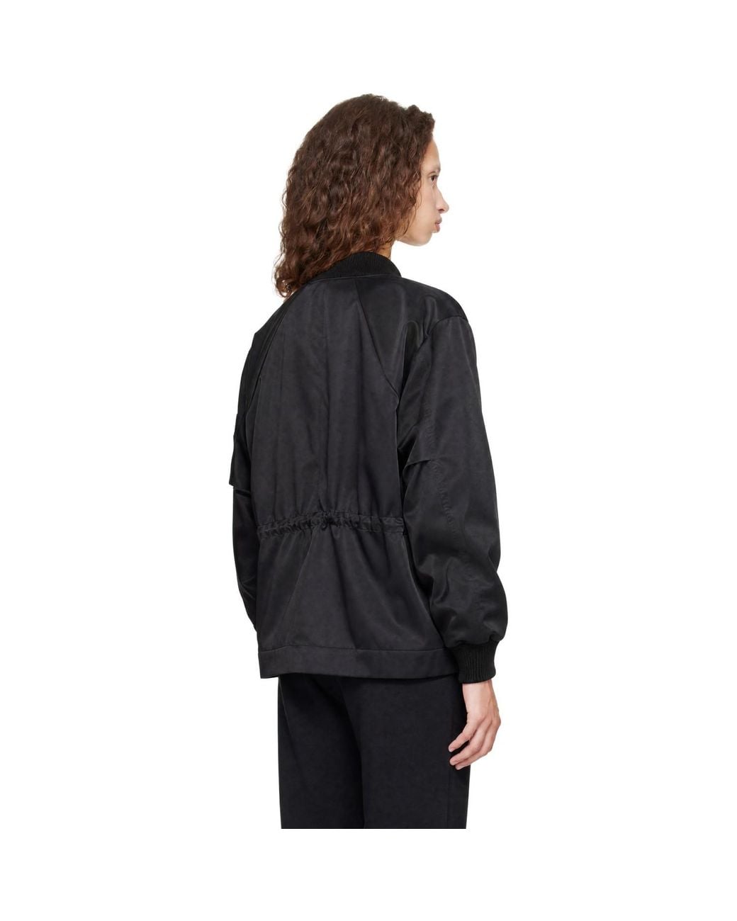 Song For The Mute Black Heavy Memory Satin Gathered Field Jacket
