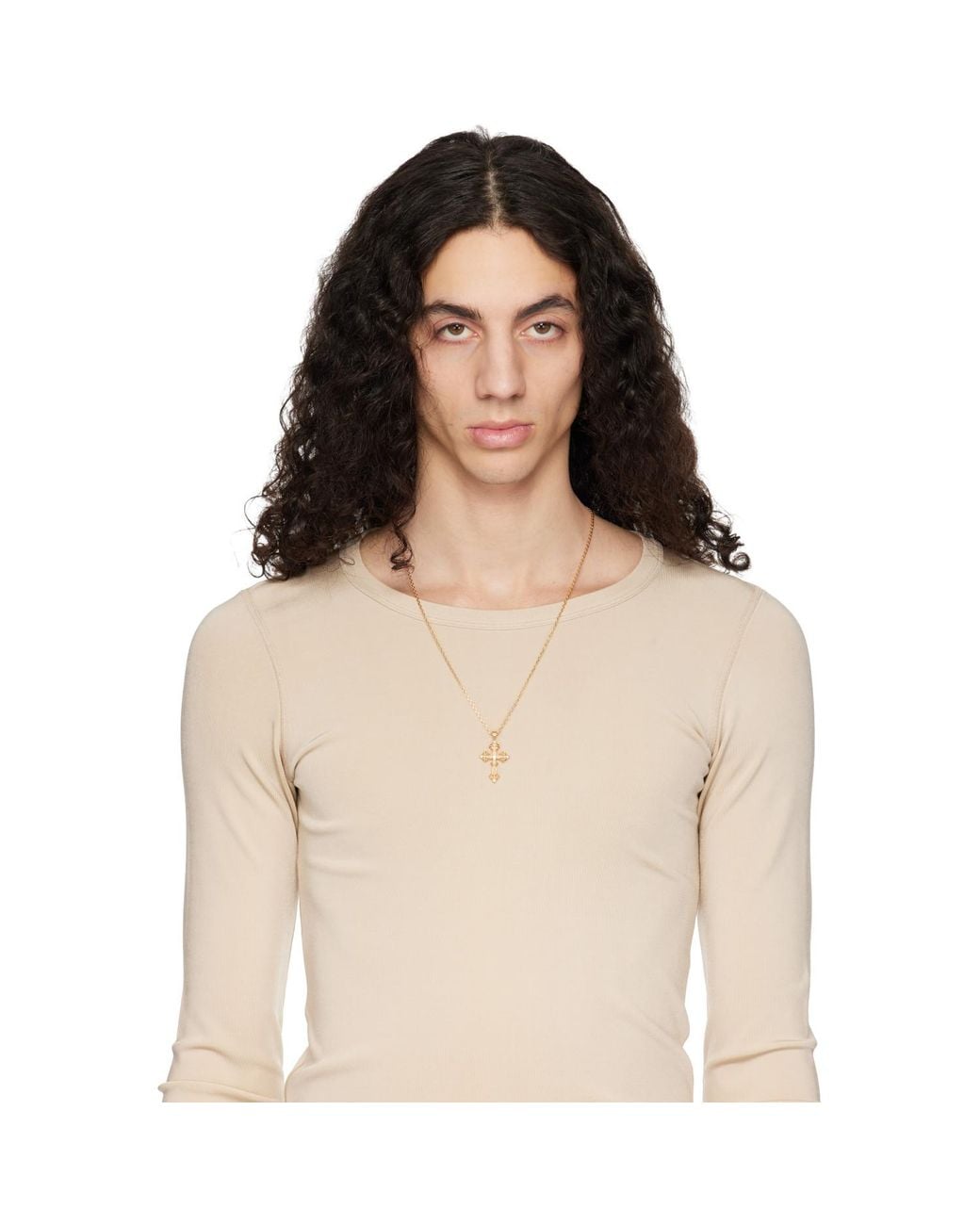 Emanuele Bicocchi Metallic Small Avelli Cross Necklace for men