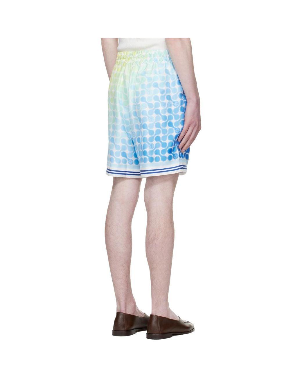 Casablanca Blue Gradient Tennis Tile Silk Shorts for men