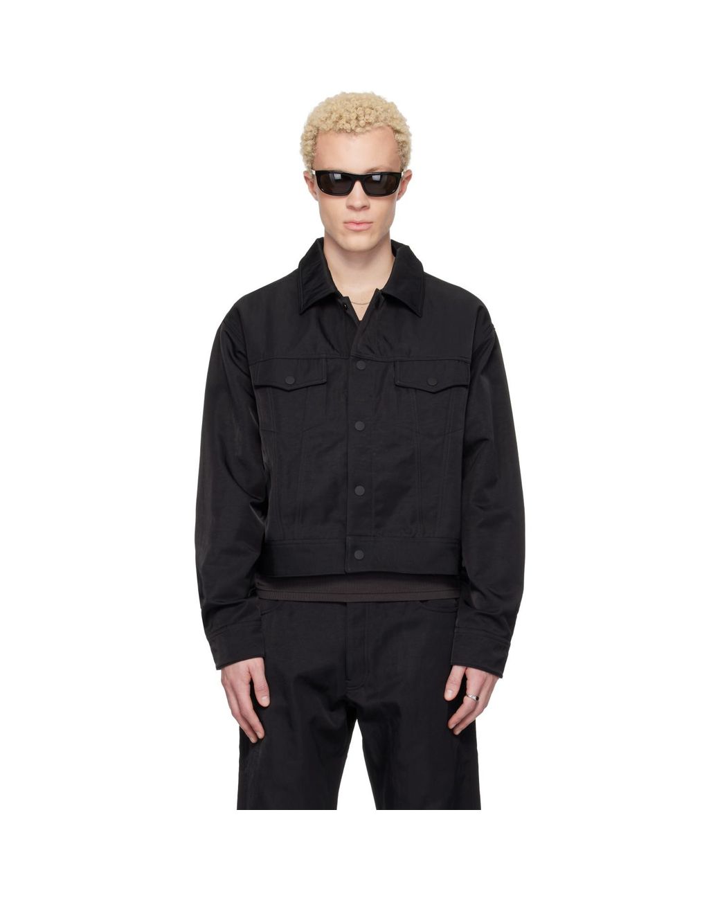 Fear Of God Black Textured Nylon Trucker Jacket for men