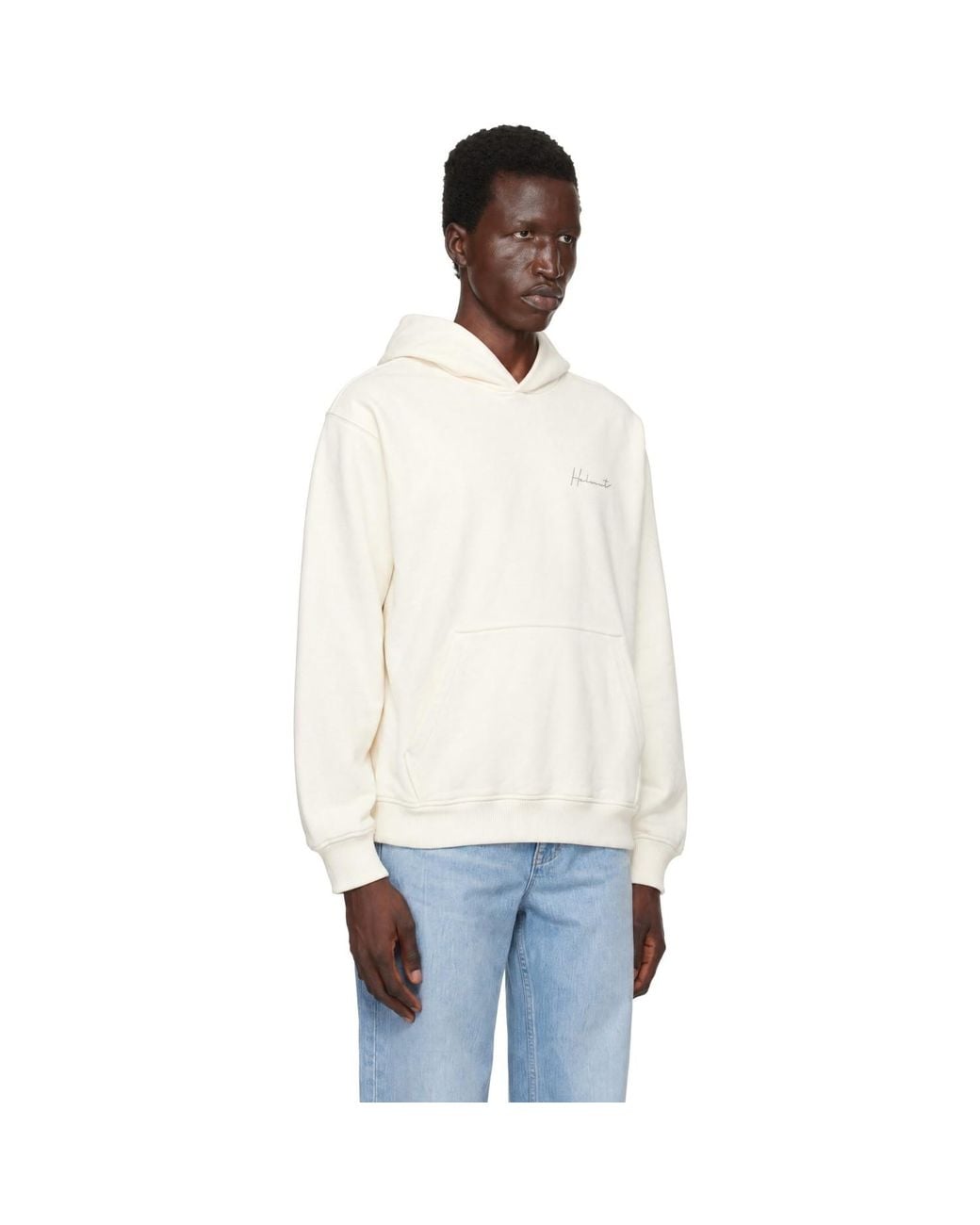 Helmut Lang White Off- Handwritten Logo Hoodie for men