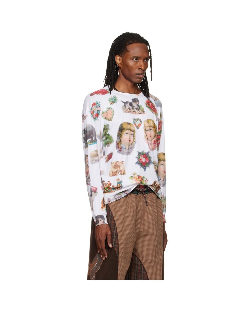 Chopova Lowena Brown Snippets Oversized Jersey T-Shirt for men