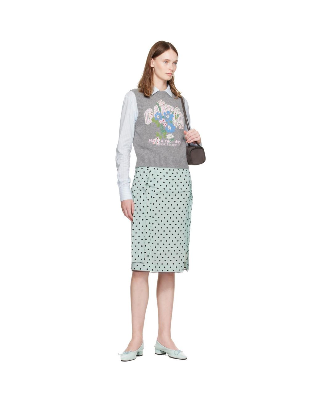 Ganni Blue Flowers Sweater Vest
